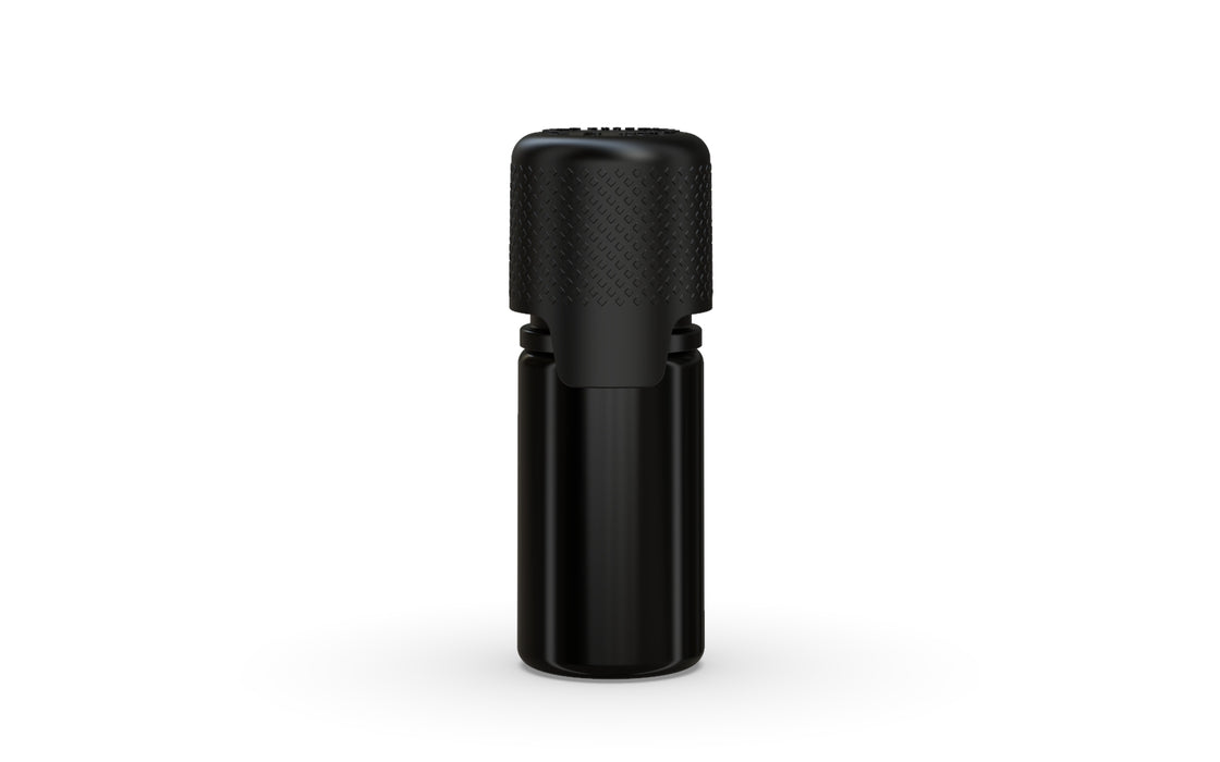 Aviator 10ML Bottle With Inner Seal & Tamper Evident Breakoff Band - Opaque Black Bottle / Opaque Black Cap