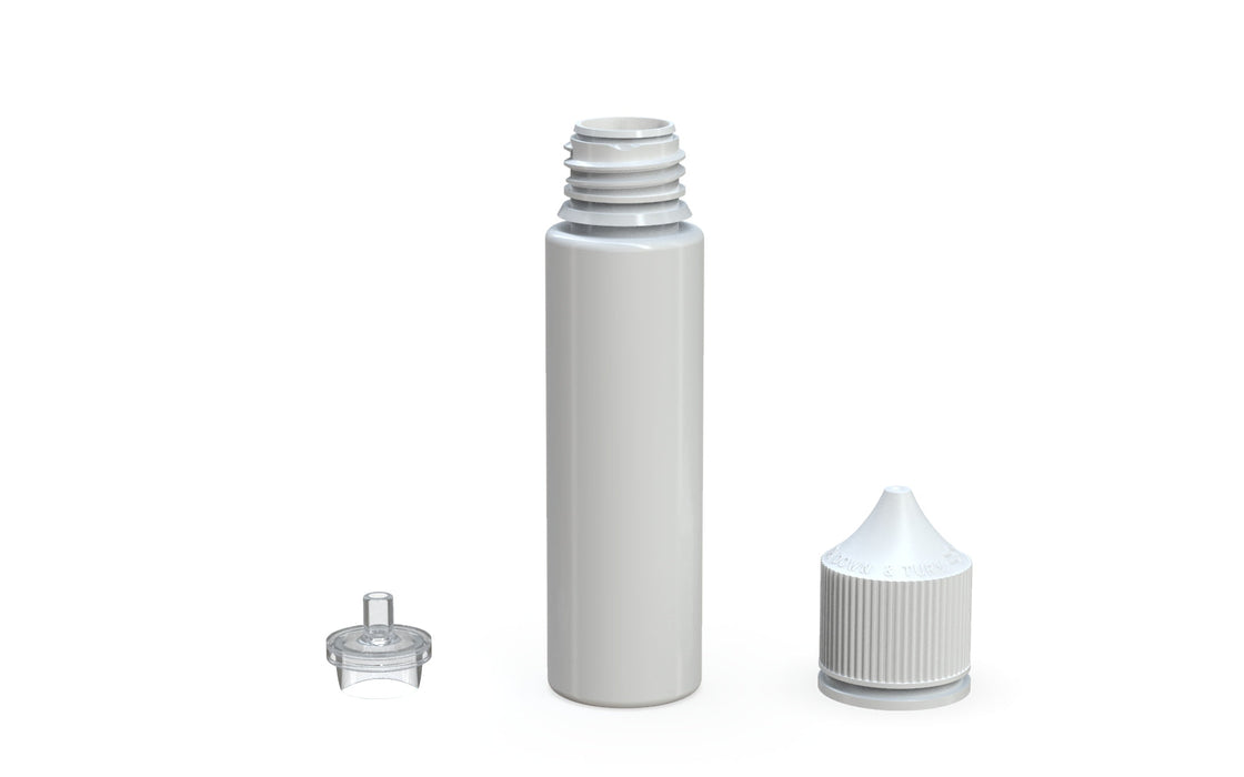 Chubby Gorilla - 60ML Production-Ready Unicorn Bottle - White Bottle / White Cap - V3 with Reducer Tip