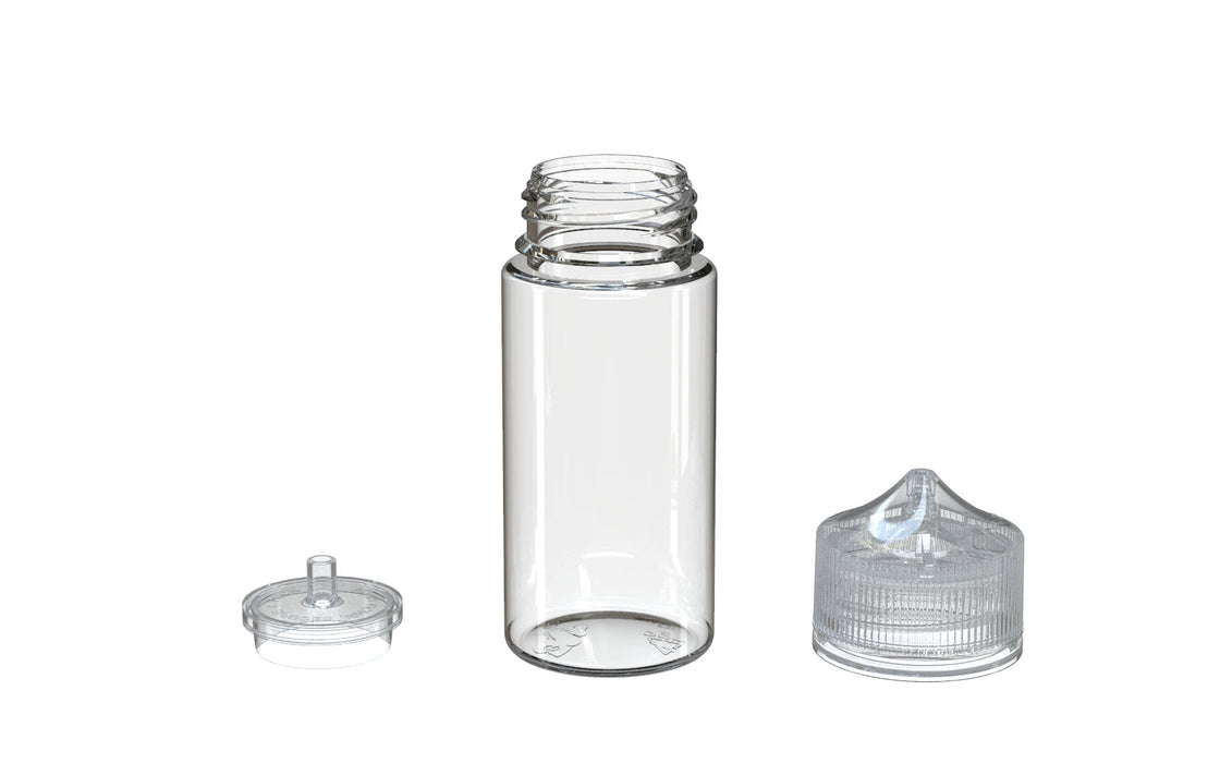 Chubby Gorilla - 100ML Unicorn Bottle - Clear Bottle / Natural Cap - V3 with Reducer Tip