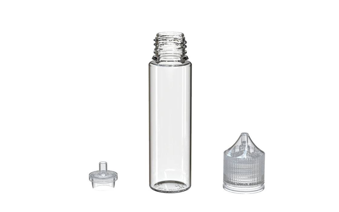 Chubby Gorilla - 60ML Production-Ready Unicorn Bottle - Clear Bottle / Natural Cap - V3 with Reducer Tip