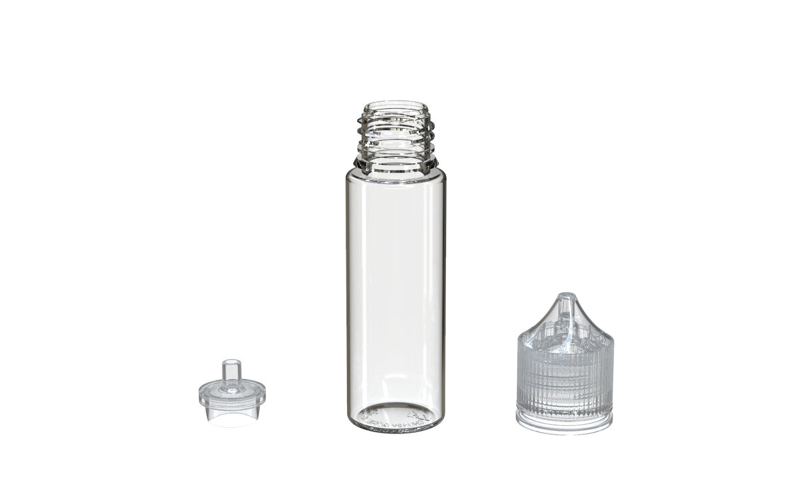 Chubby Gorilla - 50ml Production-Ready Unicorn Bottle - Clear Bottle / Natural Cap - V3 with Reducer tip