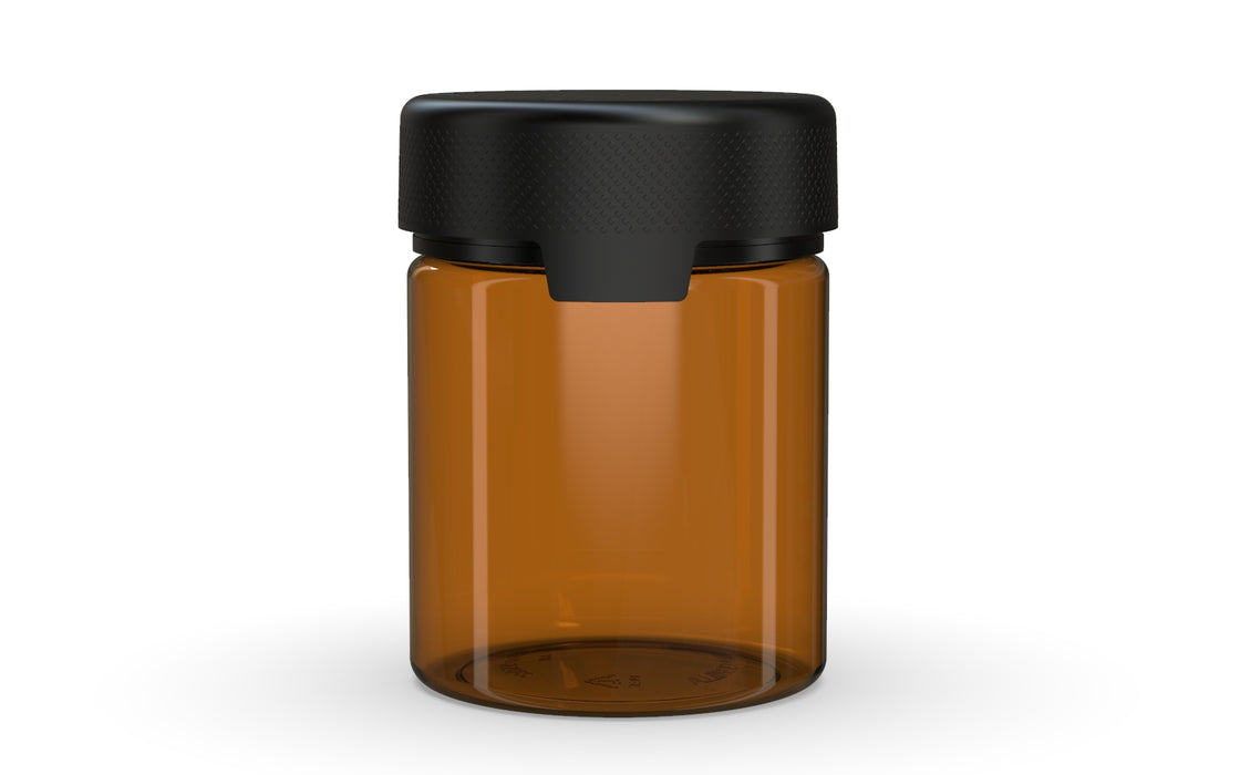 550CC/18.5FL.OZ/550ML Aviator CR - XL Container With Inner Seal & Tamper - Translucent Amber With Opaque Black Lid