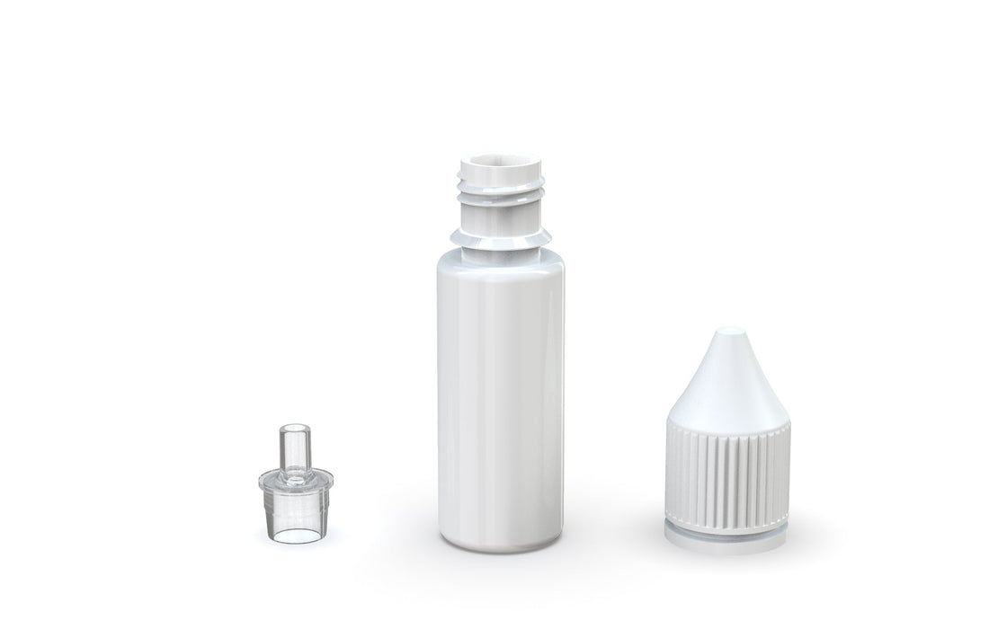 Chubby Gorilla - 15ML V3 Production-Ready Unicorn Bottle - Opaque White Bottle / White Cap - V3 Chubby Gorilla - 15ML V3 Production-Ready Unicorn Bottle - Opaque White Bottle / White Cap - V3 with Reducer tip