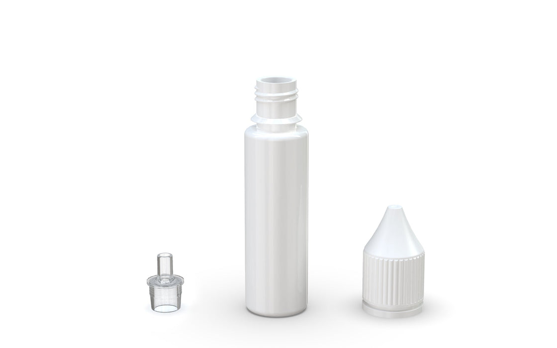 Chubby Gorilla - 20ML Production-Ready Unicorn Bottle - Solid White Bottle / White Cap - V3 with Reducer Tip