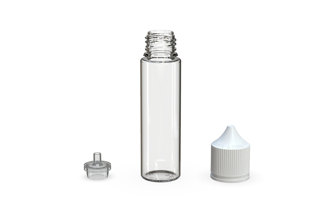 Chubby Gorilla - 60ML Production-Ready Unicorn Bottle - Clear Bottle / White Cap - V3 with Reducer Tip
