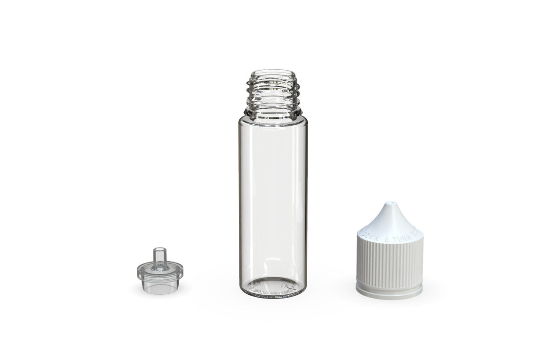 Chubby Gorilla - 50ml Production-Ready Unicorn Bottle - Clear Bottle / White Cap - V3 with Reducer tip (Copy)