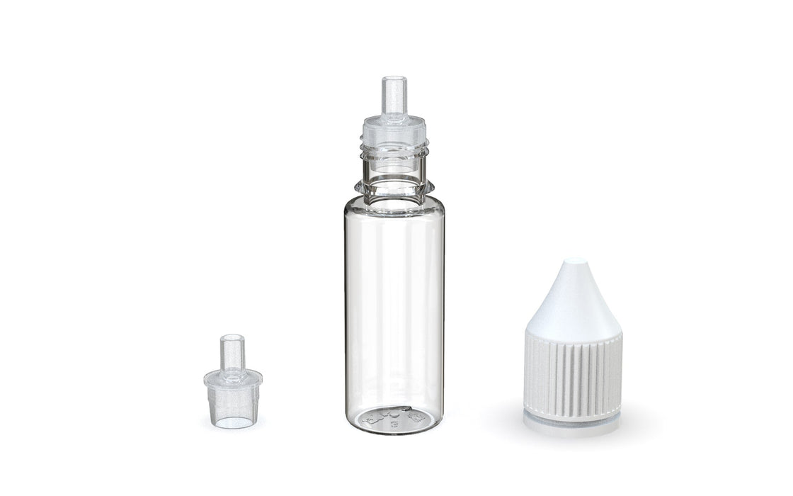 Chubby Gorilla - 15ML V3 Production-Ready Unicorn Bottle - Clear Bottle / White Cap - V3 Chubby Gorilla - 15ML V3 Production-Ready Unicorn Bottle - Opaque White Bottle / White Cap - V3 with Reducer tip