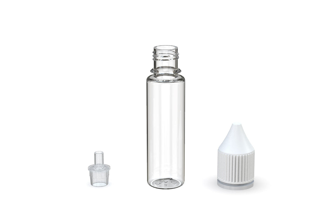 Chubby Gorilla - 20ML Production-Ready Unicorn Bottle - Clear Bottle / White Cap - V3 with Reducer Tip