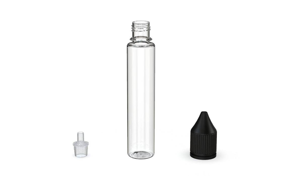 Chubby Gorilla - 30ML Production-Ready Unicorn Bottle - Clear Bottle / Black Cap - V3 with Reducer Tip