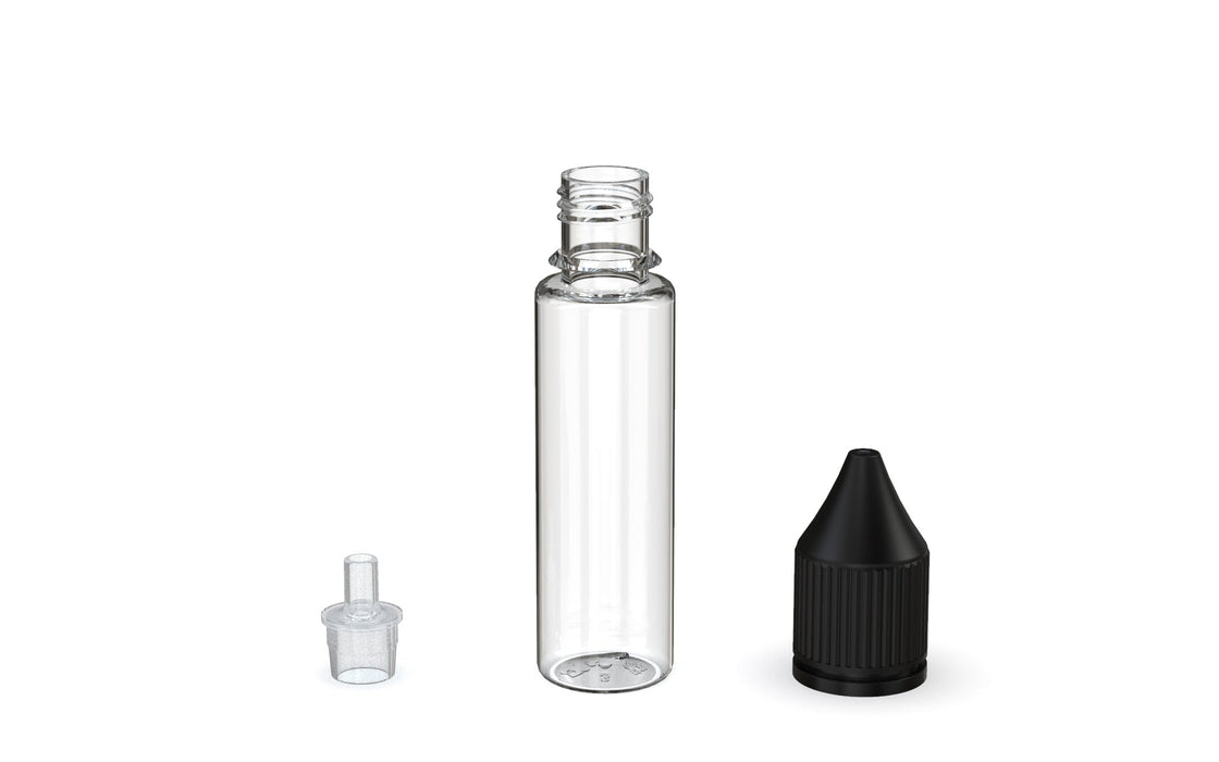 Chubby Gorilla - 20ML Production-Ready Unicorn Bottle - Clear Bottle / Black Cap - V3 with Reducer Tip