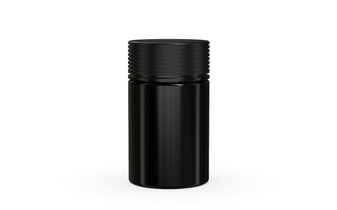 150CC/5OZ Spiral CR - Container With Inner Seal & Tamper - Opaque Black With Opaque Black Lid