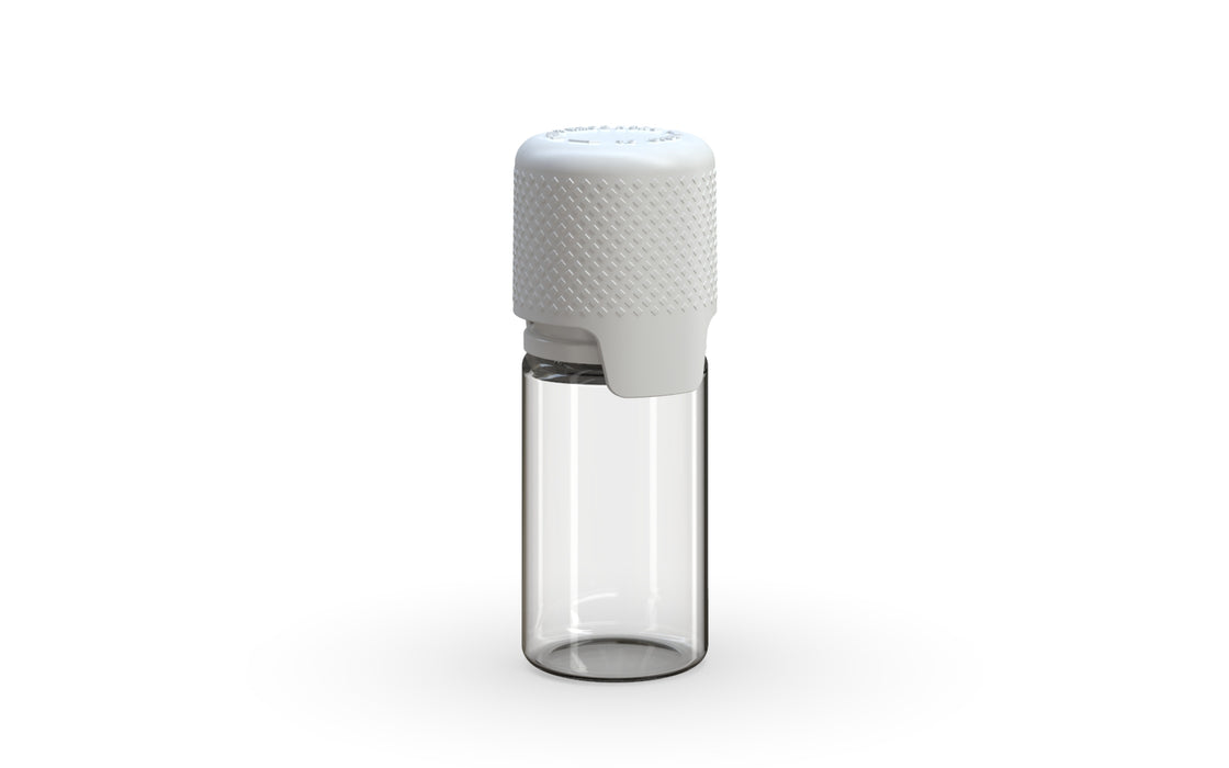 Aviator 10ML Bottle With Inner Seal & Tamper Evident Breakoff Band - Clear Natural Bottle / Opaque White Cap