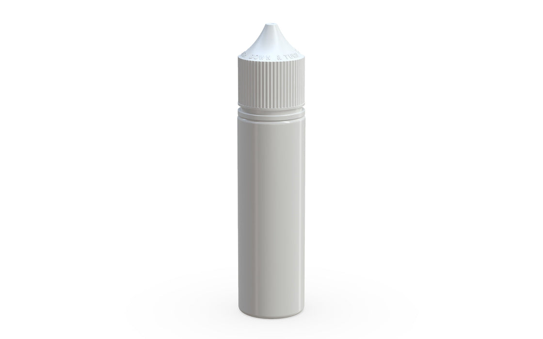 Chubby Gorilla - 60ML Production-Ready Unicorn Bottle - White Bottle / White Cap - V3 with Reducer Tip