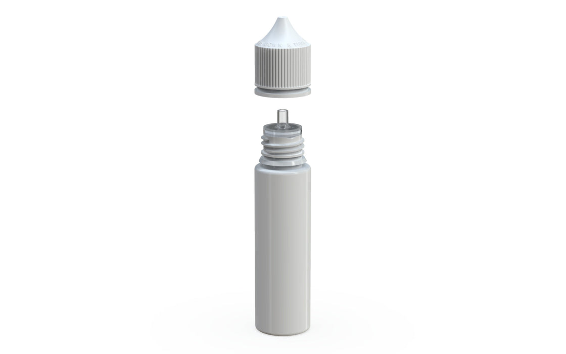 Chubby Gorilla - 60ML Production-Ready Unicorn Bottle - White Bottle / White Cap - V3 with Reducer Tip
