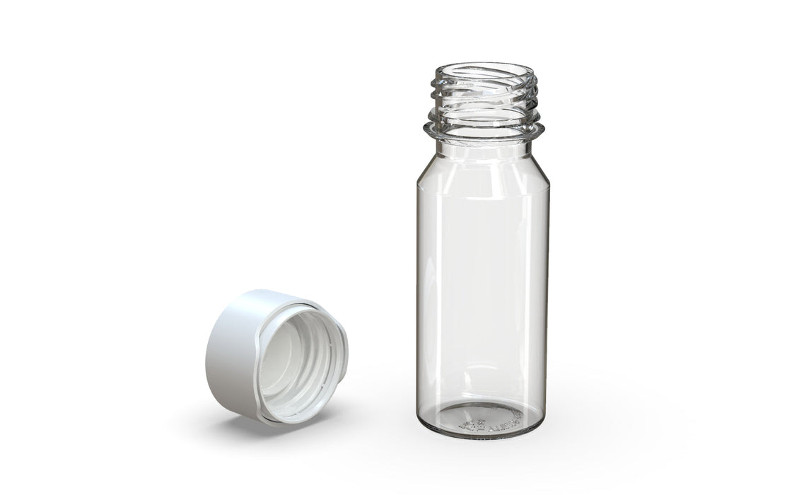 Chubby Gorilla Aviator Shot Bottle 60ml - Clear bottle & White Cap