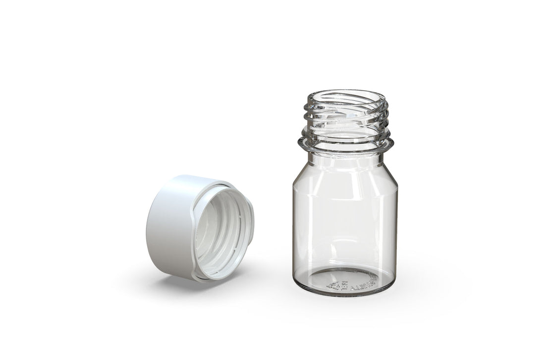 Chubby Gorilla Aviator Shot Bottle 30ml - Clear bottle & White Cap