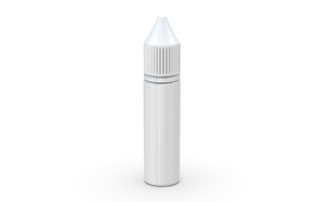 Chubby Gorilla - 20ML Production-Ready Unicorn Bottle - Solid White Bottle / White Cap - V3 with Reducer Tip