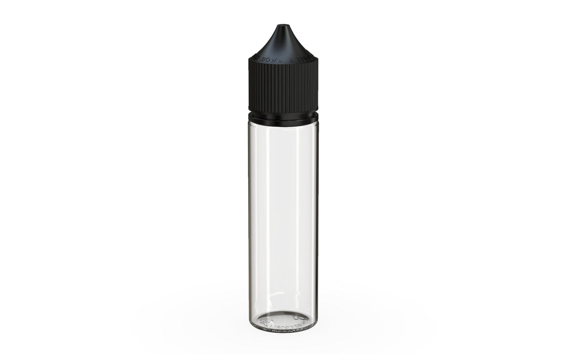 Chubby Gorilla 60ML Production-Ready Unicorn Bottle - Clear Bottle / Black Cap - V3 with Reducer Tip