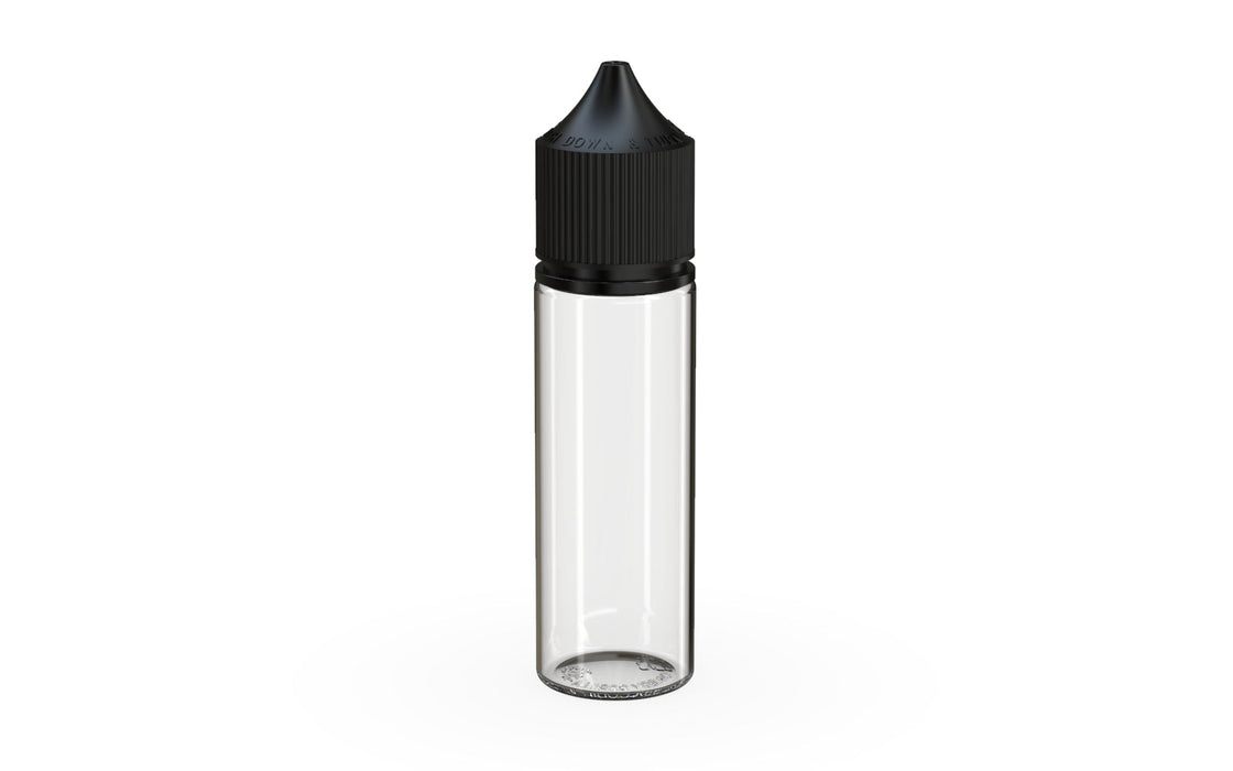 Chubby Gorilla - 50ML Production-Ready Unicorn Bottle - Clear Bottle / Black Cap - V3 with Reducer Tip