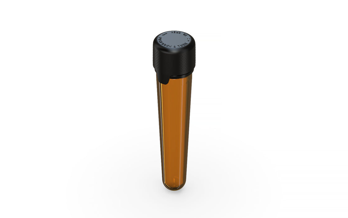 Aviator CR - Tube 100MM with Inner Seal & Tamper - Translucent Amber with Opaque Black Lid