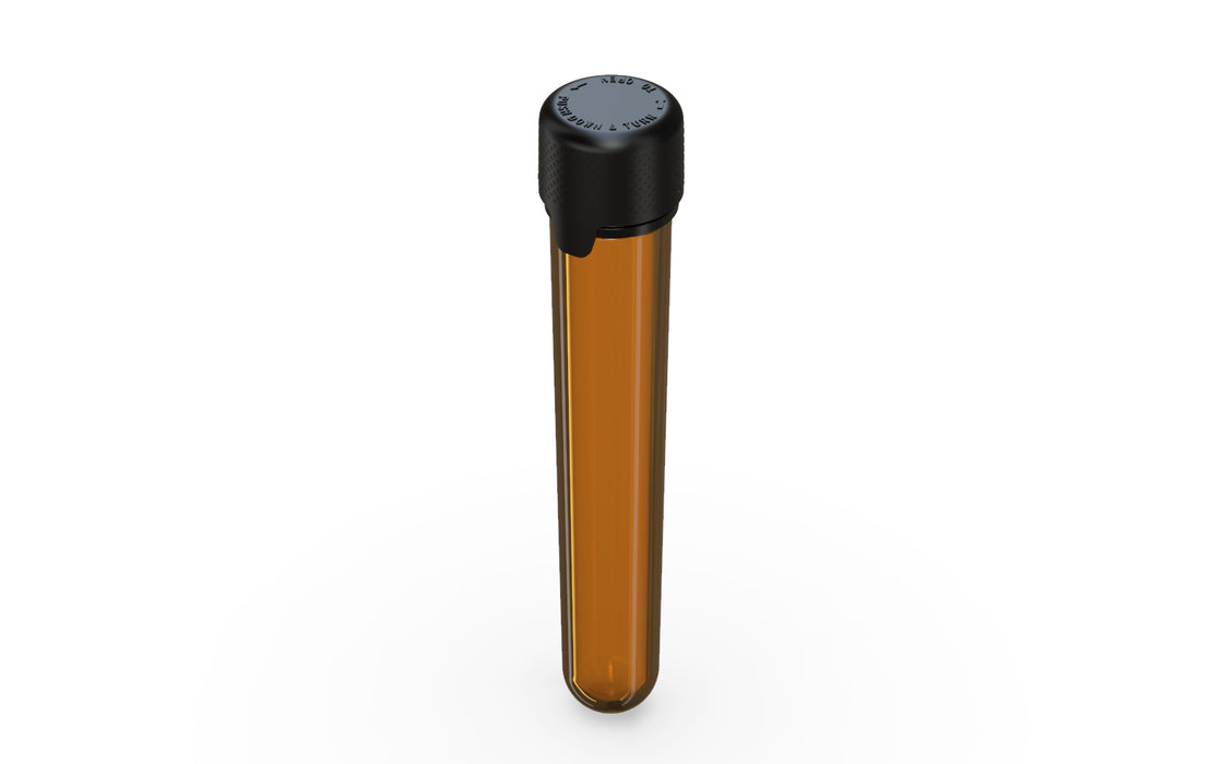 Aviator CR - Tube 120mm with Inner Seal & Tamper - Translucent Amber with Opaque Black Lid
