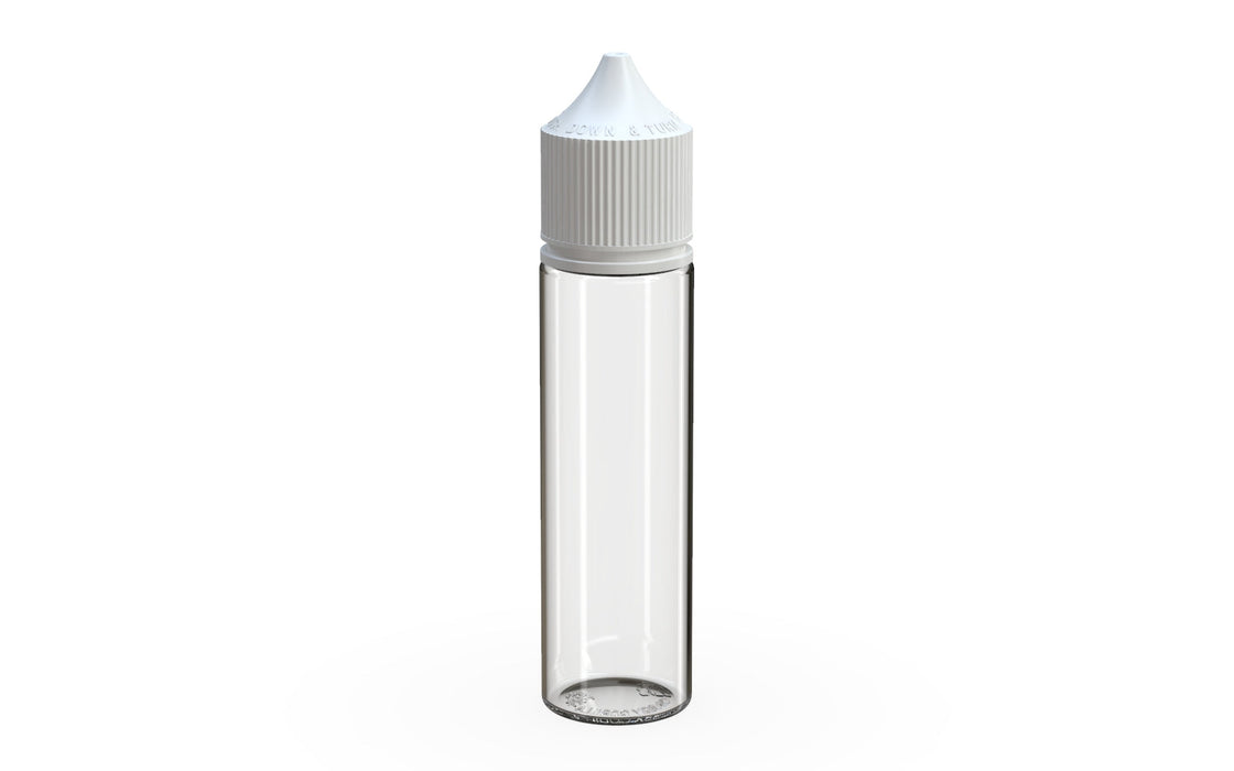 Chubby Gorilla - 60ML Production-Ready Unicorn Bottle - Clear Bottle / White Cap - V3 with Reducer Tip
