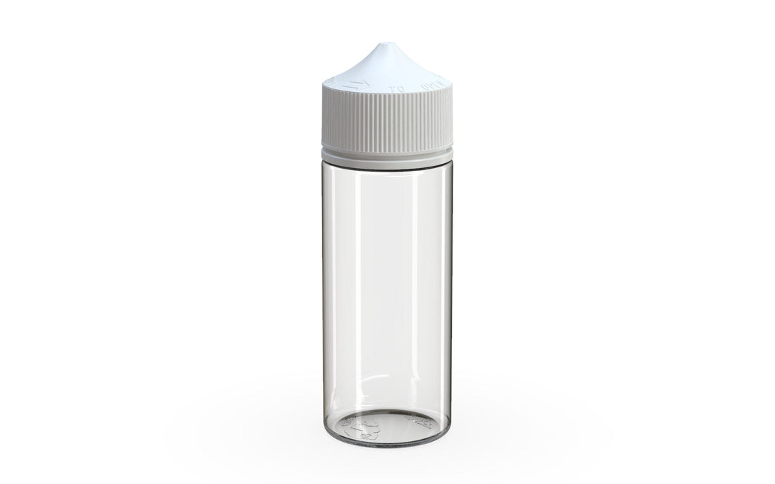 Chubby Gorilla - 120ML Production-Ready Unicorn Bottle - Clear Bottle / White Cap - V3 with Reducer Tip