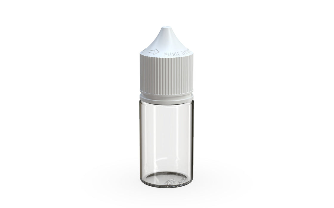 Chubby Gorilla - 30ML Stubby Production-Ready Unicorn Bottle - Clear Bottle / White Cap - V3 with Reducer tip (Copy)