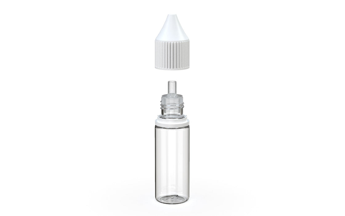Chubby Gorilla - 15ML V3 Production-Ready Unicorn Bottle - Clear Bottle / White Cap - V3 Chubby Gorilla - 15ML V3 Production-Ready Unicorn Bottle - Opaque White Bottle / White Cap - V3 with Reducer tip