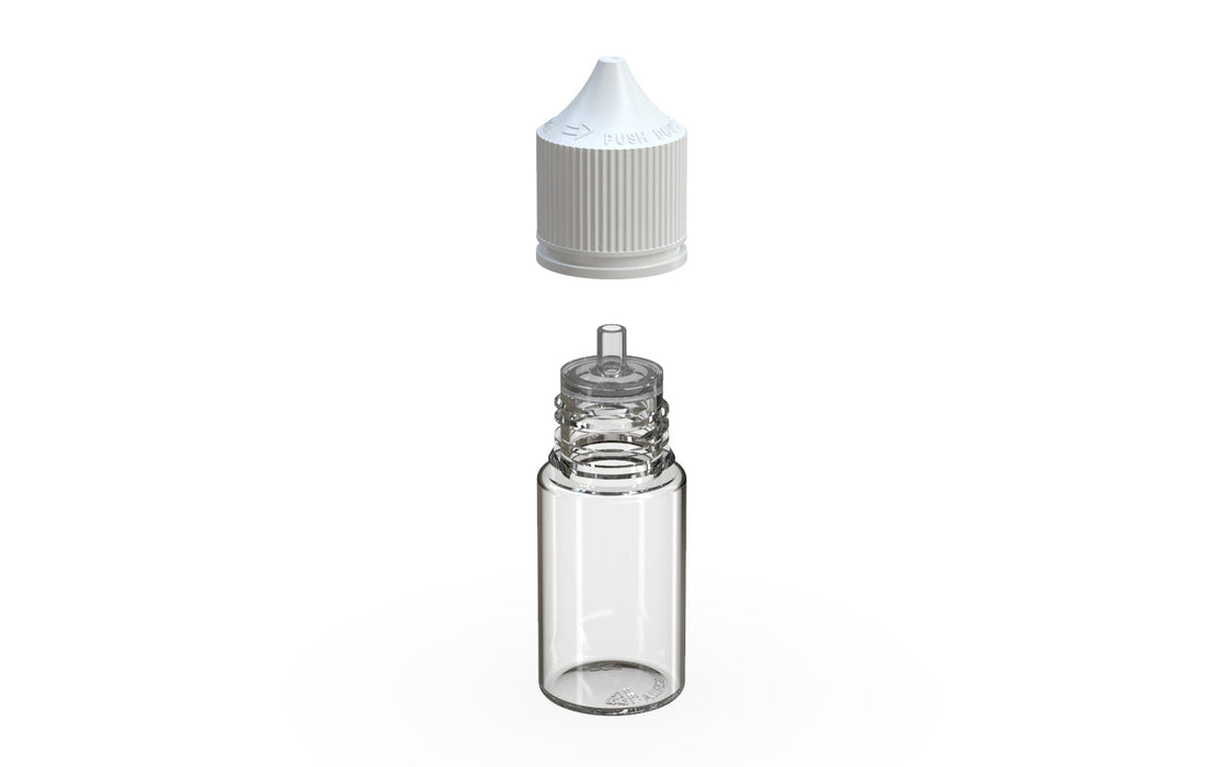 Chubby Gorilla - 30ML Stubby Production-Ready Unicorn Bottle - Clear Bottle / White Cap - V3 with Reducer tip (Copy)