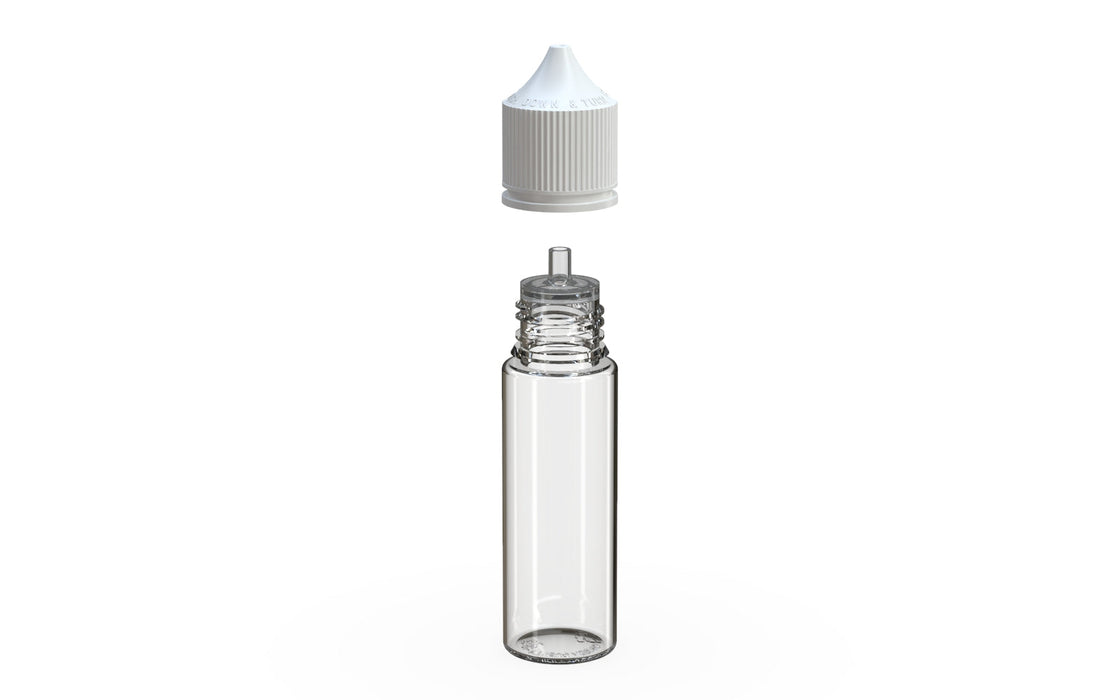 Chubby Gorilla - 50ml Production-Ready Unicorn Bottle - Clear Bottle / White Cap - V3 with Reducer tip (Copy)
