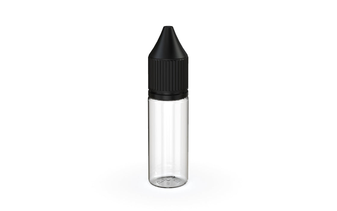 Chubby Gorilla - 15ML V3 Production-Ready Unicorn Bottle - Clear Bottle / Black Cap - V3 - With Reducer Tip