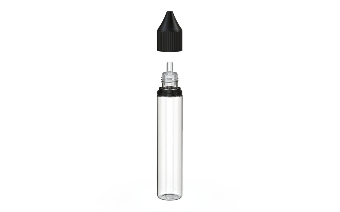 Chubby Gorilla - 30ML Production-Ready Unicorn Bottle - Clear Bottle / Black Cap - V3 with Reducer Tip