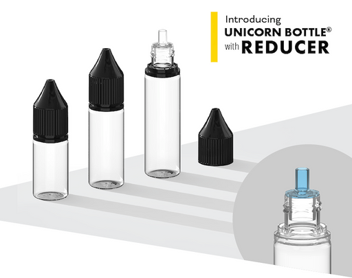 Chubby Gorilla - 10ML Unicorn Bottle - Clear Bottle / Black Cap - V3 - With Reducer - Copackr.com