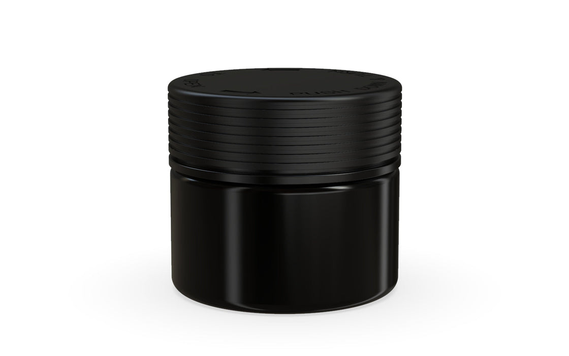 300CC/10FL.OZ Spiral CR - XL Container With Inner Seal & Tamper - Opaque Black With Opaque Black Lid