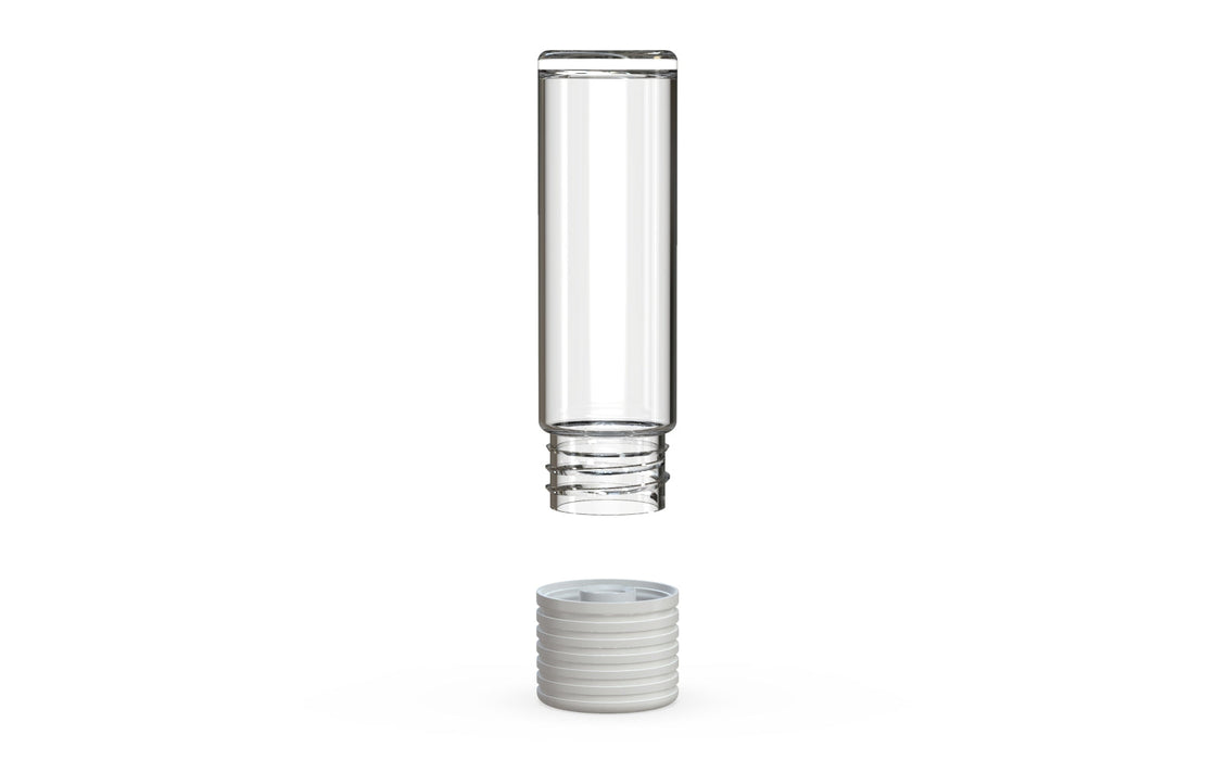 510 Cartridge Spiral CR Container Flat Top - Clear Natural With Opaque White Lid