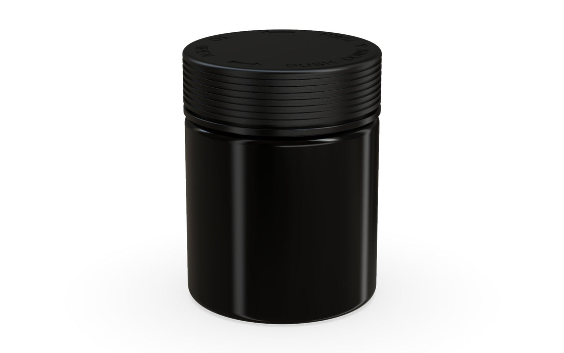 550CC/18.5FL.OZ Spiral CR - XL Container With Inner Seal & Tamper - Opaque Black With Opaque Black Lid