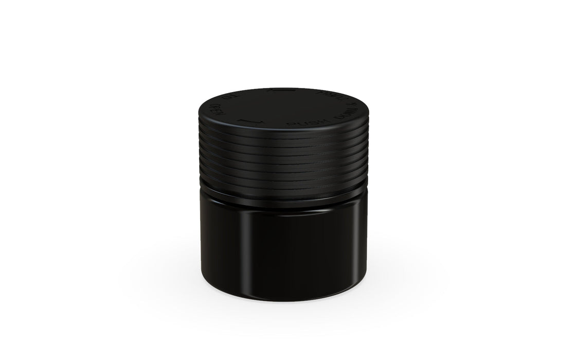 60CC/2FL.OZ Spiral CR - Container With Inner Seal & Tamper - Opaque Black With Opaque Black Lid