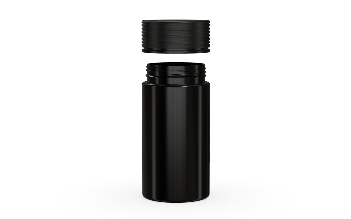 180CC/6FL.OZ Spiral CR - Container With Inner Seal & Tamper - Opaque Black With Opaque Black Lid