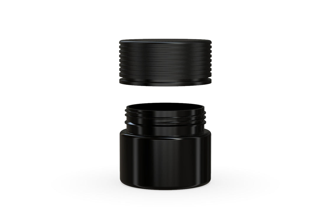 60CC/2FL.OZ Spiral CR - Container With Inner Seal & Tamper - Opaque Black With Opaque Black Lid