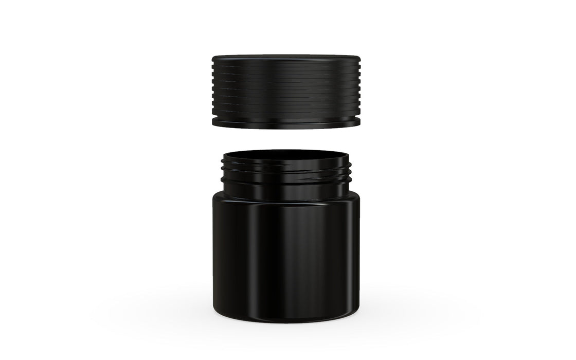 90CC/3FL.OZ Spiral CR - Container With Inner Seal & Tamper - Opaque Black With Opaque Black Lid