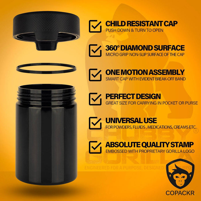 120CC/4FL.OZ/120ML Aviator CR - Container With Inner Seal & Tamper - Opaque Black With Opaque Black Lid - Copackr.com