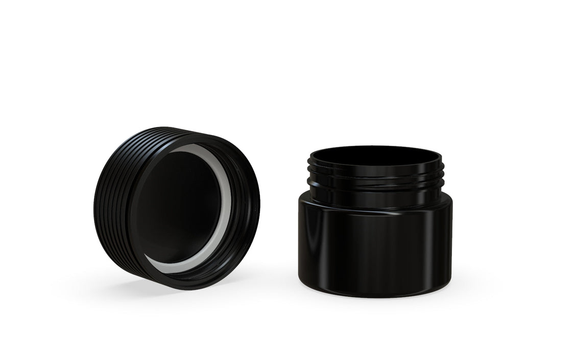 60CC/2FL.OZ Spiral CR - Container With Inner Seal & Tamper - Opaque Black With Opaque Black Lid