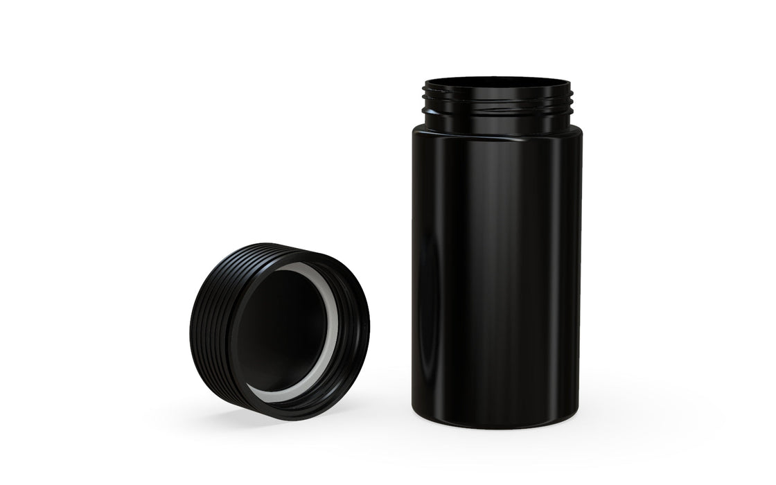 180CC/6FL.OZ Spiral CR - Container With Inner Seal & Tamper - Opaque Black With Opaque Black Lid