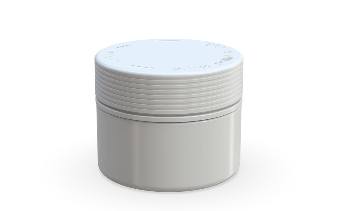 220CC/7.5FL.OZ Spiral CR - XL Container With Inner Seal & Tamper - Opaque White With Opaque White Lid