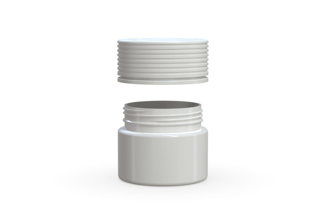 60CC/2FL.OZ Spiral CR - Container With Inner Seal & Tamper - Opaque White With Opaque White Lid