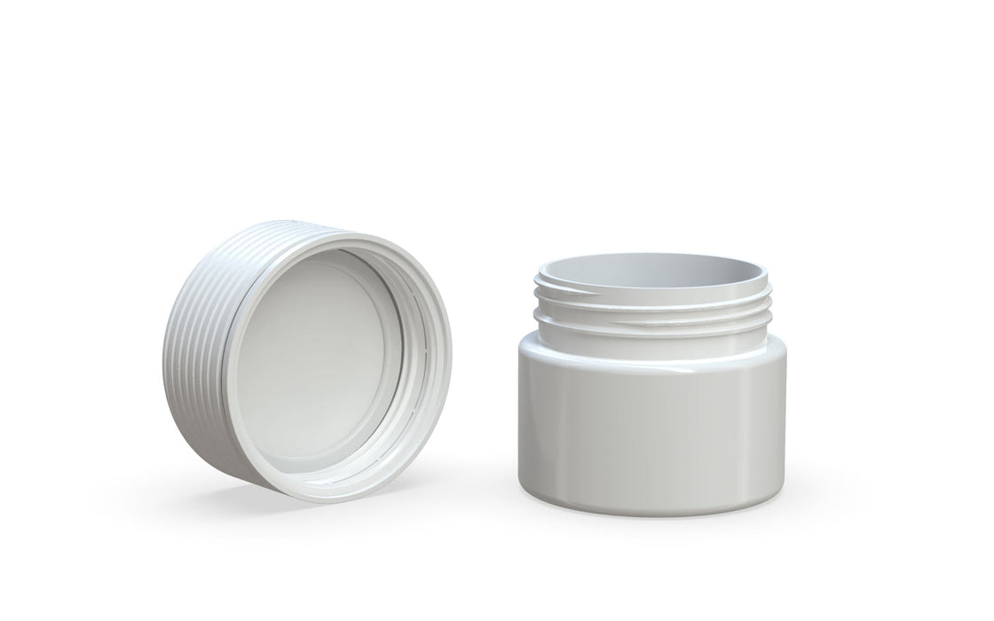 60CC/2FL.OZ Spiral CR - Container With Inner Seal & Tamper - Opaque White With Opaque White Lid