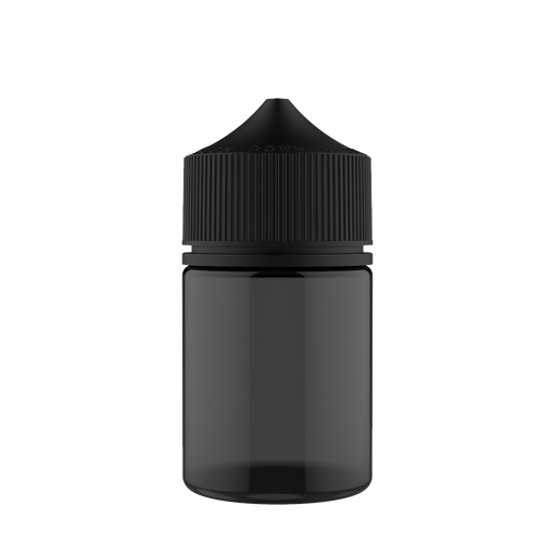 Chubby Gorilla 60ML Stubby Unicorn Bottle - Black Transparent Bottle / Black Cap - V3 - Copackr.com