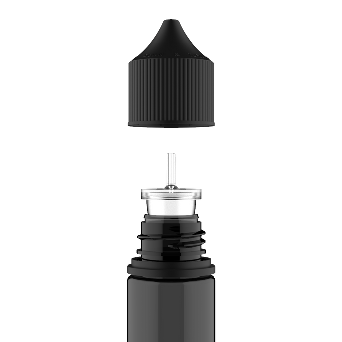 Chubby Gorilla 60ML Production-Ready Unicorn Bottle - Translucent Black Bottle / Black Cap - V3