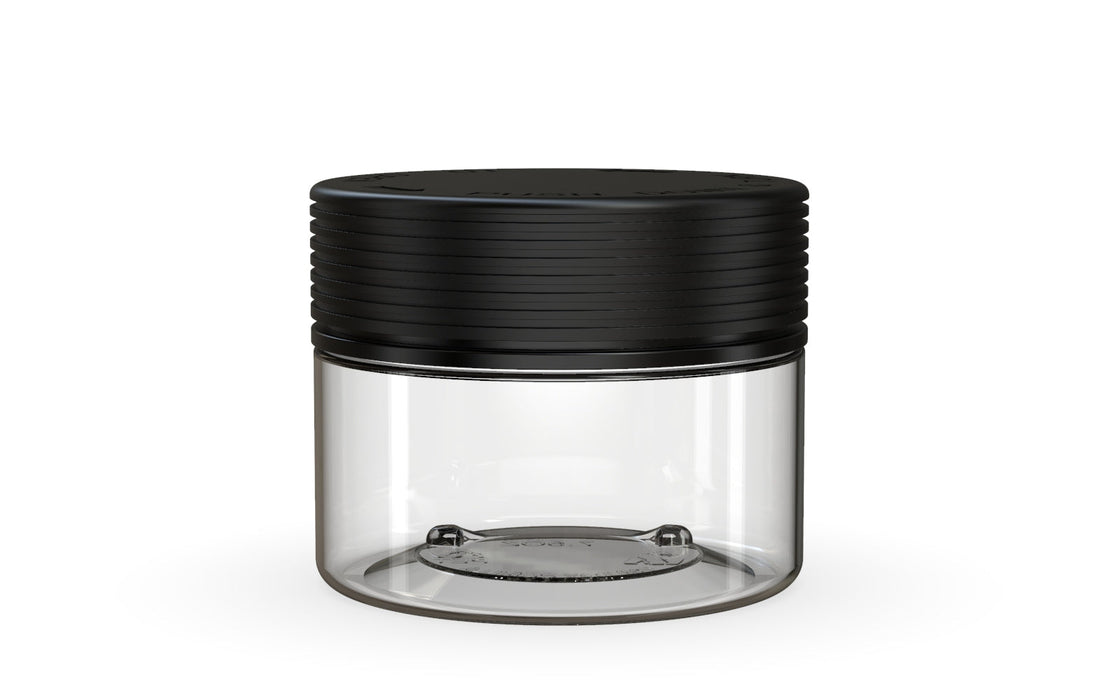 220CC/7.5FL.OZ Spiral CR - XL Container With Inner Seal & Tamper - Clear Natural With Opaque Black Lid